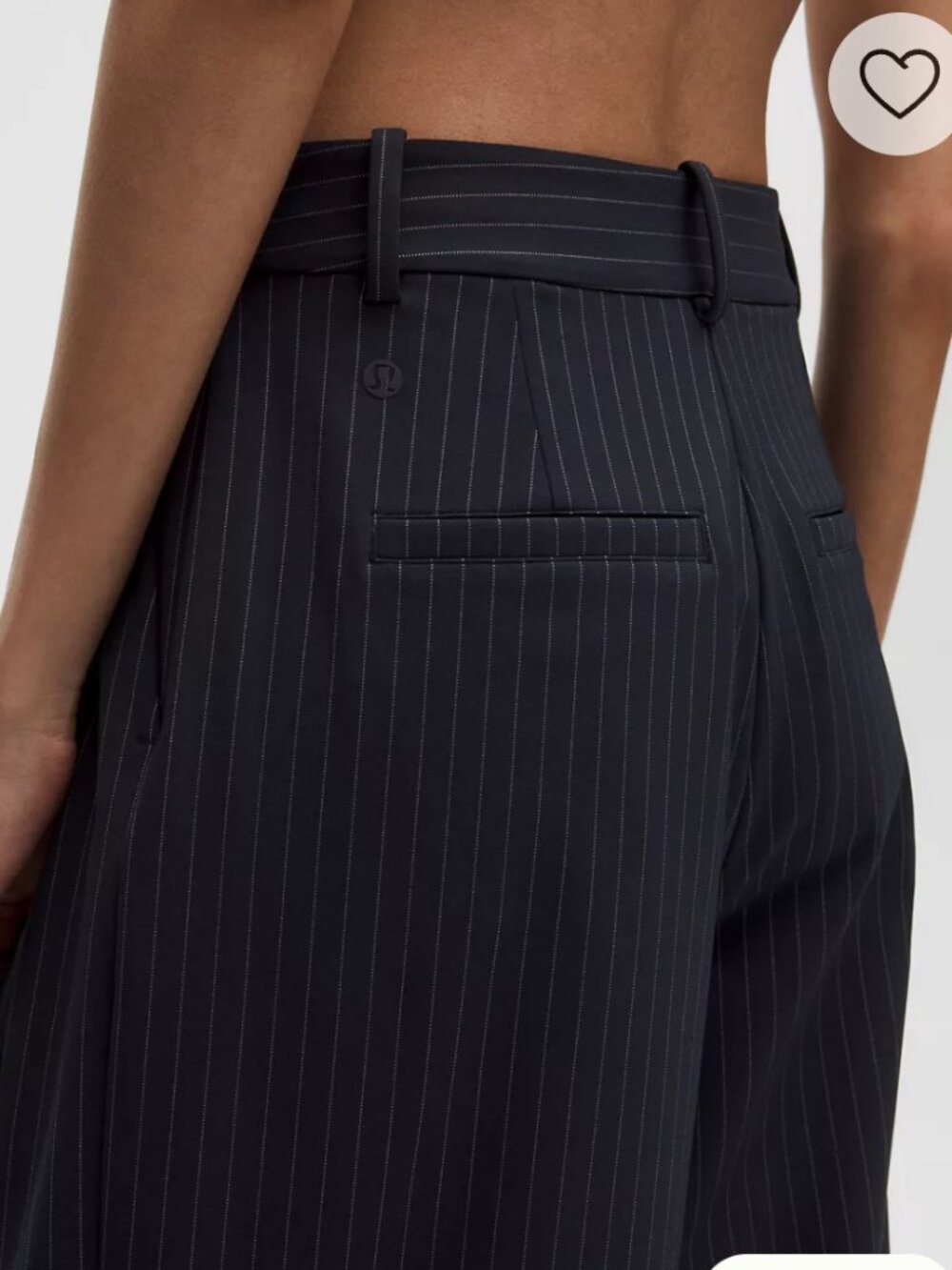 Wide-Leg Pinstripe Trousers - Black - Picture 6 of 9
